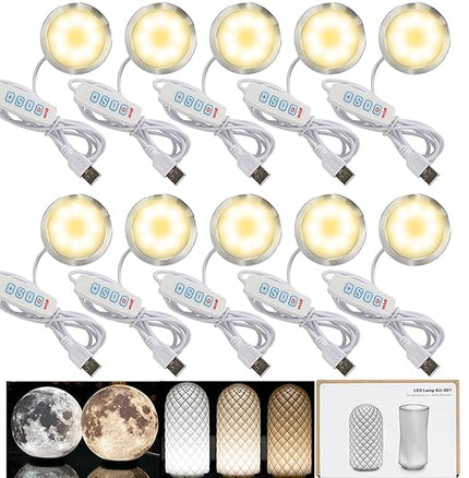 LED Lamp Kit 001 Three Colors for Bambu Lab Makerworld 3D Printed DIY Hardware Model Spare Parts 5V USB Powered, 3000K Warm Light (10)