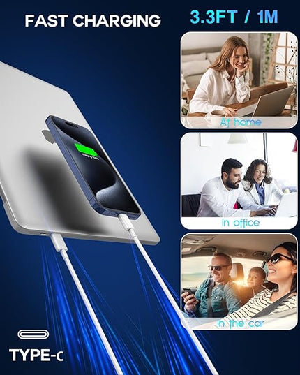 240W USB C Cable, USB C to USB C, C to C Cable Fast Charging for MacBook Pro/MacBook Air, iPad Pro/iPad Air, iPhone 16 Pro Max/ 16 15 Pro/Plus,Samsung,Compatible 140W/100W /65W/45W/35W/20W (2Pack,3ft)