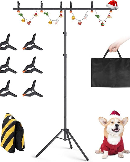 Portable T-Shape Backdrop Stand Support Kit 8x5.3ft, Adjustable Photography Green Screen Backdrop Stand for Parties, Photography Videography Studio (8×5.3Ft)