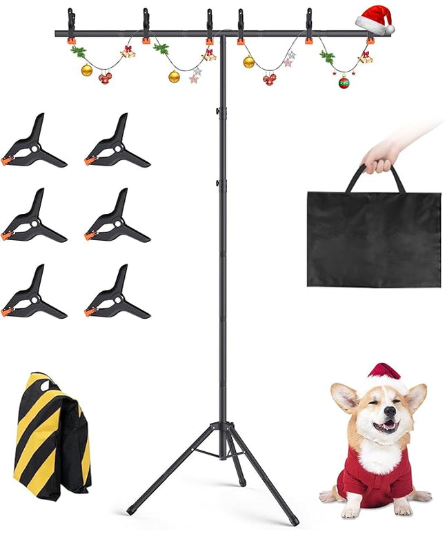 Portable T-Shape Backdrop Stand Support Kit 8x5.3ft, Adjustable Photography Green Screen Backdrop Stand for Parties, Photography Videography Studio (8×5.3Ft)