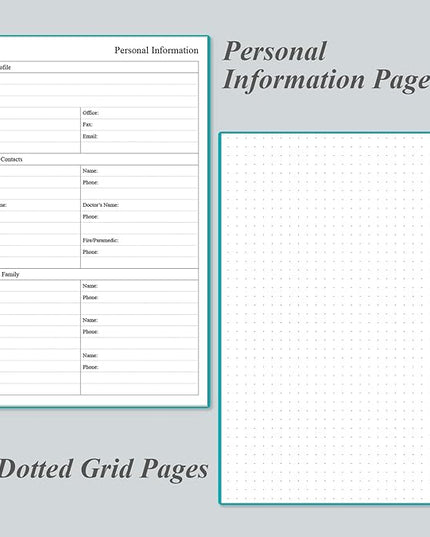 Daily Planner Undated - A5 To Do List Notebook Hourly Schedules, Spiral Appointment Planner for Women and Men, PVC Hardcover, Inner Pocket, Elastic Closure, 5.8" x 8.3", Teal