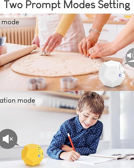 Pomodoro Timer - 11 Preset Productivity Timer, Ring/Vibrate Mode Cube for Cooking, Learning, Exercise and Beauty - White