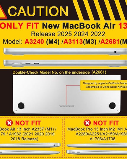 Batianda for M4 MacBook Air 13.6 inch Case 2025 2024 2022 Release Model A3240 A2681 M2 A3113 M3, Heavy Duty Shockproof Protective Hard Shell with Fold Kickstand & Keyboard Cover, Lavender Grey