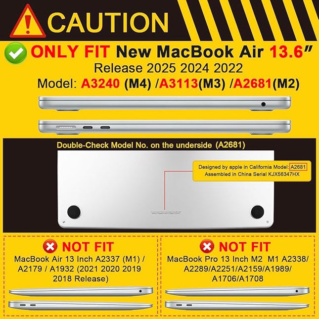 Batianda for New MacBook Air 13.6 inch Case 2025 M4 2024 2022 Release Model A3240 A2681(M2) A3113(M3), Heavy Duty Shockproof Protective Hard Shell with Fold Kickstand & Keyboard Cover, Teal