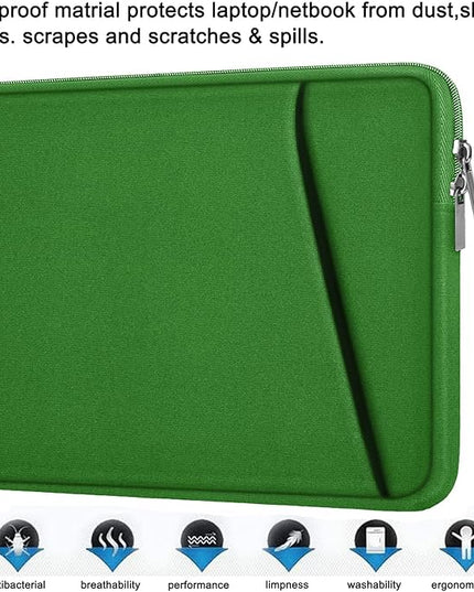 Askuko Laptop Sleeve 15.6 inch, Shockproof Protective Computer Case, Handbags Portable Laptop Bag for HP Dell Asus Lenovo Notebook Computer with Front Pocket, Dark Green