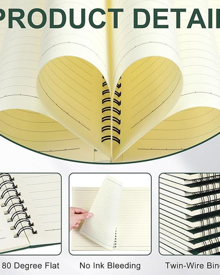 Yahenda Spiral Notebook Bulk A5 Journal Lined 8.3'' x 5.5'' Writing Composition Paper Small Notepad Subject Notebook for Students Office Business Back to School Supplies(Deep Green,108 Pcs)
