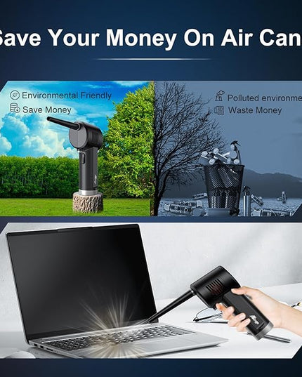 Electric Air Duster, Cordless Air Duster, Rechargeable Compressed Air Duster, 33000 RPM Air Blower, Two Smart Start Modes, Good Replacement for Compressed Air Can, Reusable Dust Destroyer…