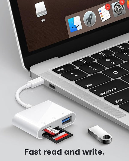 USB C SD Card Reader, Oyuiasle USB C to SD Card for iPhone 15 16/iPad/Mac/Laptop, USB-C/Type C Memory Card Adapter for iMac, iPad Pro Air Mini, MacBook Pro Air,Galaxy,MicroSD/SD