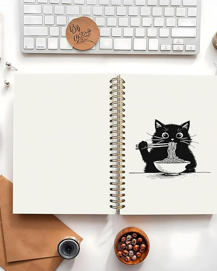 Funny Cat Ramen Journal Notebook Gifts for People Who Love Cats, Funny Cute Ramen Gifts, Black Cat Gifts for Girls, Cat Ramen Noodle Notepad for School Supplies 5.5x8.3 Inch
