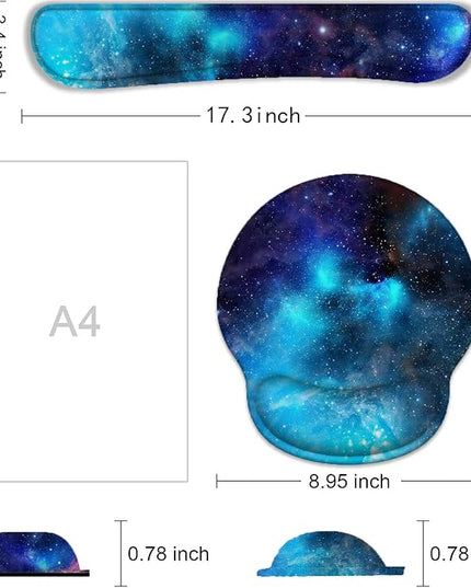 Keyboard Wrist Rest and Mouse Pad, Ergonomic Memory Foam Mouse Pad Wrist Support, Non-Slip & Pain Relief Mouse Pad and Keyboard Wrist Support, Comfortable Mousepad with Wrist Rest for Game, Office