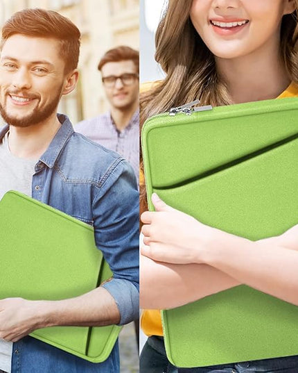 Askuko Laptop Sleeve, Shockproof Protective Computer Case, Handbags Portable Laptop Bag for 15.6 inch HP Dell Asus Lenovo Notebook Computer with Front Pocket, Light Green
