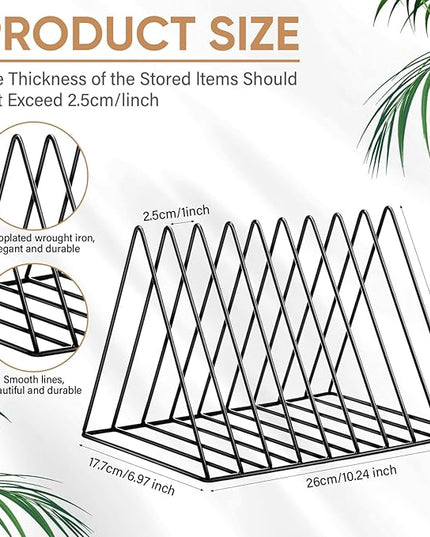 Shimeyao 14 Pieces Magazine Holder Triangle File Holder Metal Book Record Vinyl Storage Rack Multifunction Triangle File Organizer Sorter for Decor Home Office