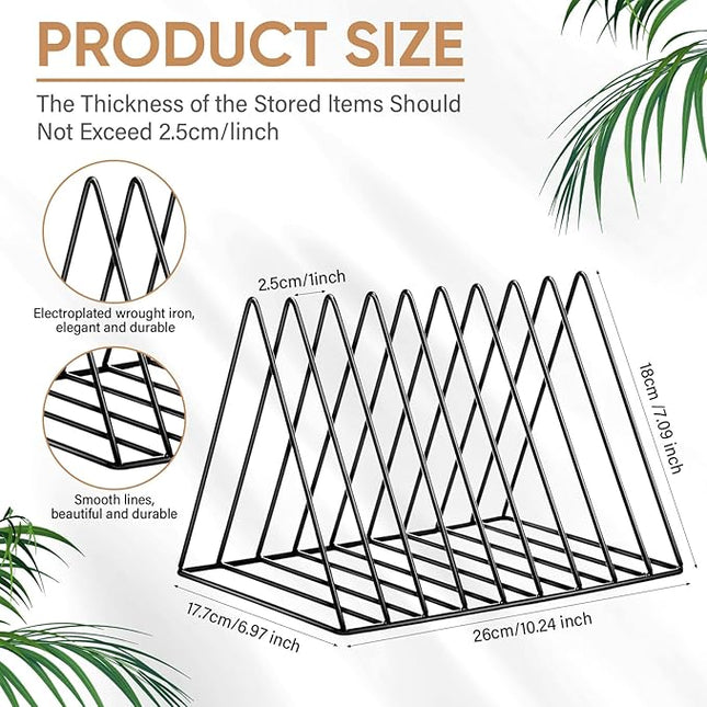 Shimeyao 14 Pieces Magazine Holder Triangle File Holder Metal Book Record Vinyl Storage Rack Multifunction Triangle File Organizer Sorter for Decor Home Office