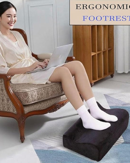 Foot Rest for Under Desk at Work, Ergonomic Under Desk Footrest with Washable Cover, Memory Foam Foot Stool for Office Chair & Gaming Chair, Back & Hip Pain Relief, Black