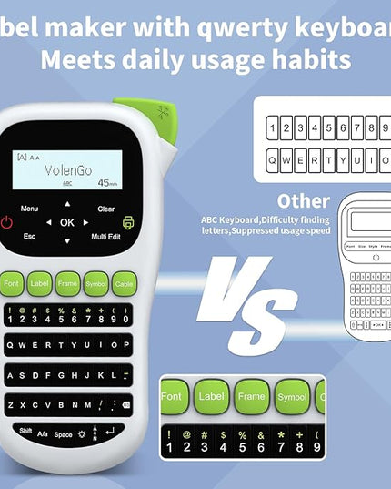 H1100 Label Maker Machine with Tapes 12mm Laminated, Backlit Handheld Label Maker Waterproof-Labels, QWERTY Keyboard & Multi Fonts, Portable Inkless Label Printer for Home Office Organization
