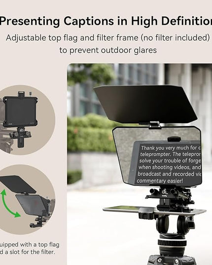SMALLRIG Teleprompter for iPad Tablet up to 11 inch, NOT for Smartphone, SmallGoGo APP Supports PDF Picture Word TXT, Must Work with 15mm LWS Baseplate for Mirrorless DSLR Camcorder - 3646