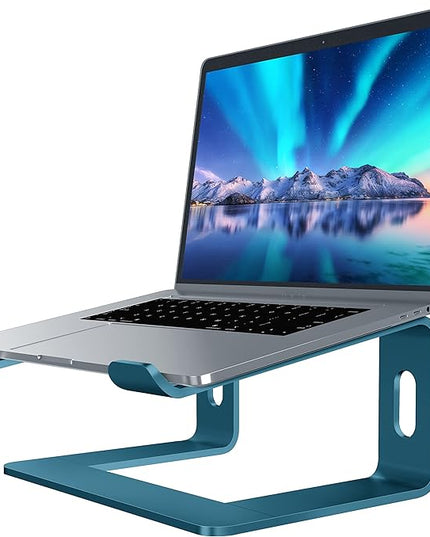SOUNDANCE Laptop Stand, Aluminum Computer Riser, Ergonomic Laptops Elevator for Desk, Metal Holder Compatible with 10 to 15.6 Inches Notebook Computer, Navy Blue