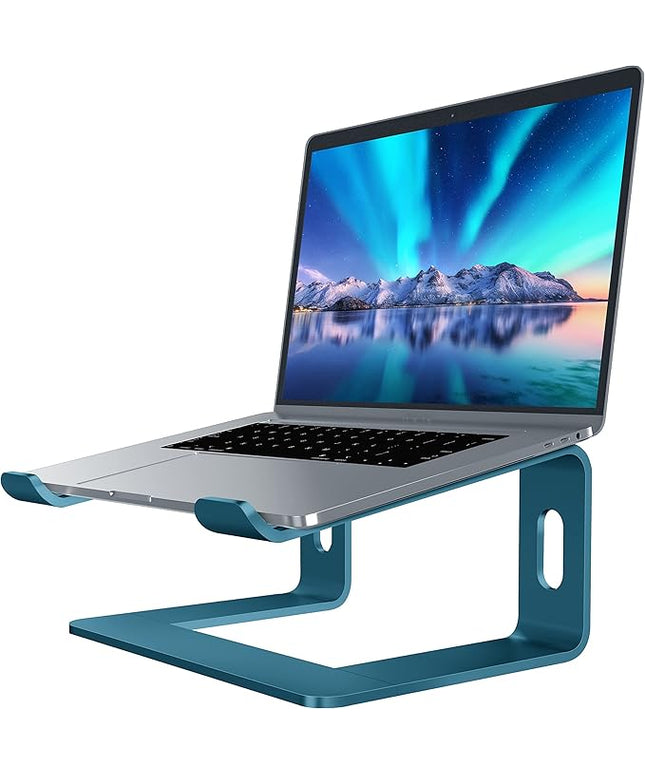 SOUNDANCE Laptop Stand, Aluminum Computer Riser, Ergonomic Laptops Elevator for Desk, Metal Holder Compatible with 10 to 15.6 Inches Notebook Computer, Navy Blue