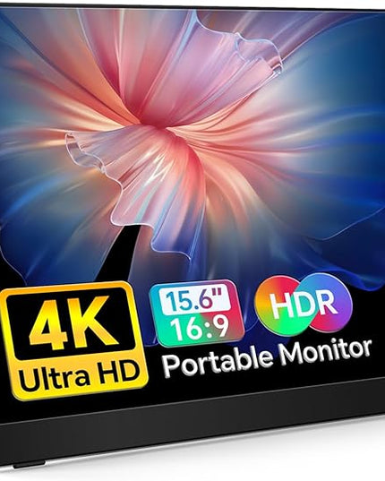 MNN 4K Portable Monitor 15.6" 3840x2160 UHD USB-C HDMI Laptop Monitor, 100% Adobe RGB IPS Computer Gaming Display HDR Travel Monitor w/Speakers & Smart Cover for Laptop Xbox PS5 Switch PC Phone