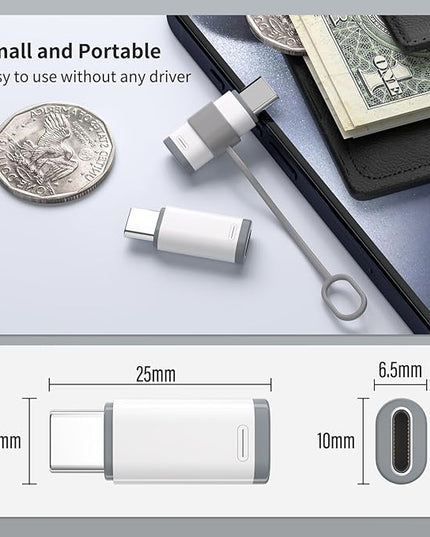 4 Pack Lightning to USB C Adapter for iPhone 15/16/17/17 Pro Max/Plus,Samsung S25,Support Charging & Data Transfer,Type C Charger Connector Cable,Lightning Female to USB C Male Adapter,Not for Audio