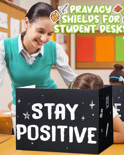 Honoson 24 Pcs Bulk Inspirational Privacy Folders for Students Cardboard Test Privacy Boards Motivational Words Desk Dividers Shield for Classroom School Study Supplies, 6 Styles(Monochromatic)
