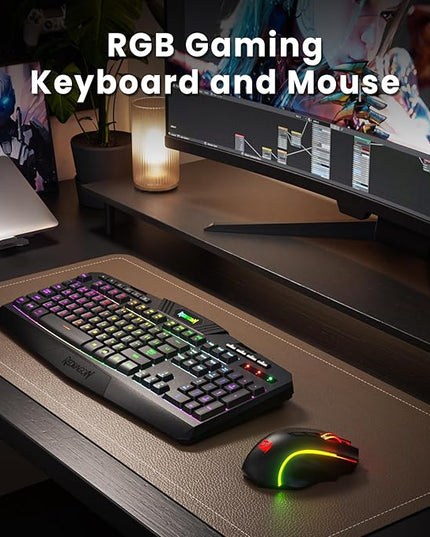 Redragon S101M-KS Gaming Keyboard and Mouse Wireless with Tri-Mode, RGB Keyboard and 4800 DPI Gaming Mouse, 10 Independent Multimedia Keys for Wins, PC, Computer, Wireless S101 Ideal for Gamer