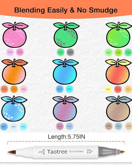 Taotree Alcohol Brush Markers Art Supplies, 61 Pastel Colors Dual Tip Art Coloring Markers Pens, Brush & Fine Tip Sketch, Drawing Supplies Gift for Artist Adult Coloring Book Painting, Sketching