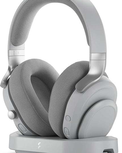 Fractal Design Scape Light - Wireless PC Gaming Headset - Detachable Flip-to-Mute Microphone with Noise Cancellation - Battery Life Up to 40 Hours - Configurable Ambient Lighting - Gray