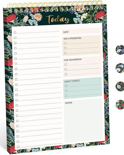 Taja To Do List Notepad - To Do List Notebook for Work with 52 Sheets, 9.8" x 6.5", Undated Daily Planner Perfect for Daily Tasks and Goal Setting, Notepad Suitable for Office, Home & School - Sage Blossom