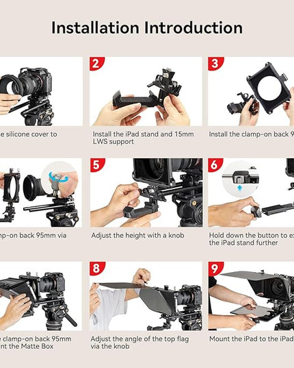 SMALLRIG Teleprompter for iPad Tablet up to 11 inch, NOT for Smartphone, SmallGoGo APP Supports PDF Picture Word TXT, Must Work with 15mm LWS Baseplate for Mirrorless DSLR Camcorder - 3646