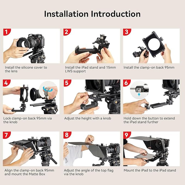 SMALLRIG Teleprompter for iPad Tablet up to 11 inch, NOT for Smartphone, SmallGoGo APP Supports PDF Picture Word TXT, Must Work with 15mm LWS Baseplate for Mirrorless DSLR Camcorder - 3646