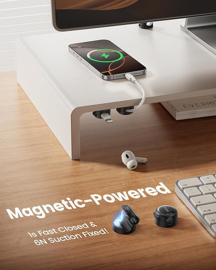 12Pack Magnetic Cord Organizer Cable Clips - Lamicall [Crystal-Clear] Desk Cable Managment for Phone Charging Cord, Adhesive Wire Holder for Home Office Nightstand, Christmas Organizer Accessories