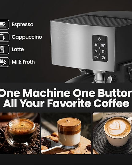 Espresso Machine 20 Bar - Espresso & Coffee Maker with Automatic Milk Frother, Cappuccino Machine, Latte Maker for Home, office, 1250W