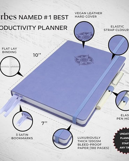 Smart Planner Pro – Undated Daily Planner – Medium B5 – Achieve Goals & Increase Productivity with Weekly, Monthly, Work Sections - Organizer Planner with Back Pocket, 3 Satin Bookmarks & Pen Holder