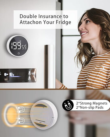 Digital Kitchen Timers, Visual timers Magnetic Countdown Countup Timer Large LED 200 Minutes Display Volume Adjustable for Cooking Fitness Studying, Easy for Kids and Seniors