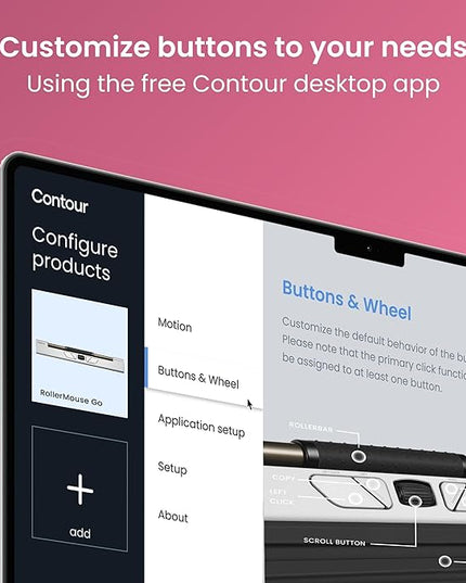 Contour Design Rollermouse Go - Portable Wireless Roller Mouse for Carpal Tunnel Relief, Compact Mouse with Bluetooth & USB, Ambidextrous 5-Button Design, Lightweight Aluminum, Mac & PC Compatible