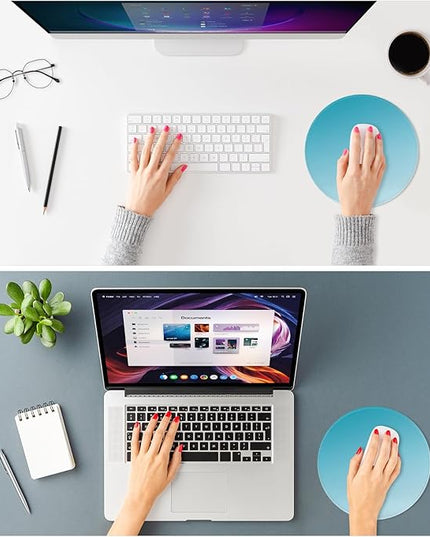 ITNRSIIET Mouse Pad Non-Slip Rubber Base Smooth Surface Stitched Edges Waterproof Durable Compatible with All Mice for Office & Gaming, Desk Accessory, Diameter 8.7 inch, Aqua Gradient