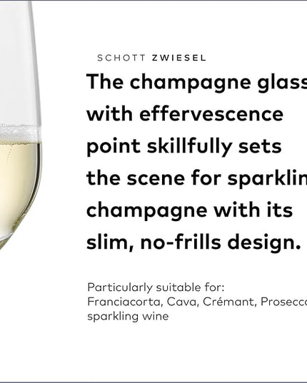SCHOTT ZWIESEL Forté Champagne Flute (Set of 6), Champagne Glasses with Effervescence Point, Dishwasher-Safe Machine-Made Tritan Crystal Glasses, Made in Germany (8 Ounce)