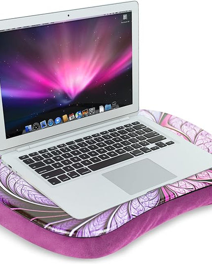 Jasenna Lap Laptop Desk - Portable Lap Desk with Pillow Cushion, Fits up to 15.6 inch Laptop for Home Office Students Use as Computer Laptop Stand, Book Tablet(1-Purple Flower)