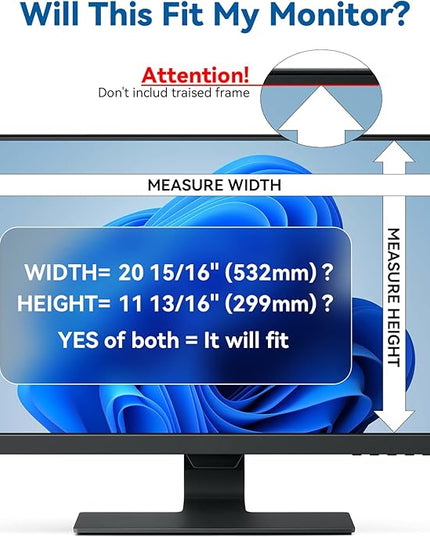 IPROKKO [2-Pack] 24 Inch Computer Privacy Screen Filter for 16:9 Widescreen Monitor, Removable 24inch Anti Blue Light Glare Privacy Shield, Anti Spy Security Protector for Hp Dell Asus Acer Samsung
