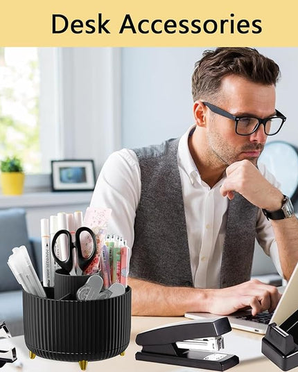 Office Supplies,Desk Accessories,with Stapler, Tape Dispenser,Desk Organizer,Folding Phone Holder,Pen,Journal Notebook,Scissor,Staple Remover,Staples,Clear Tape,Sticky Notes,Paper Clips,Bookmark,Ect