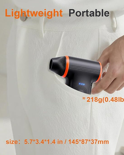 X117 Compressed Air Duster-150000RPM Super Power Snow Blower, 3-Gear Adjustable Mini Blower with Fast Charging, Electric Air Duster for Leaves,Snow,Computer, Keyboard, House, Outdoor,and Car