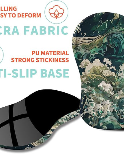 Ergonomic Mouse Pad Wrist Support with Memory Foam Massage Bulge, Carpal Tunnel Pain Relief Mousepad Wrist Rest for Mouse(12x8 inch, Sea Wave)