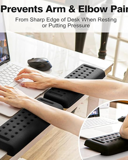 L-Shaped Keyboard Wrist Rest, Ergonomic Elbow Pad for Desk,Memory Foam Elbow Support Padding with Non-Slip,Easy Typing, Pain Relief, for Computer, Laptop, Gaming(Classic Black)