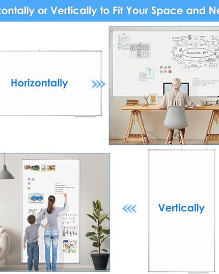 Large Dry Erase Board 96 x 48 Inch, maxtek Magnetic White Board Dry Erase for Wall 8' x 4' Wall-Mounted Aluminum Frame Presentation Marker Board with a Long Pen Tray for Classroom, Office & Home