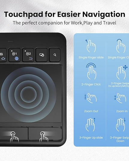 INFINMIND Wireless Bluetooth TouchPad Keyboard with Multi-Device Keyboard for Windows,Laptop,Tablet,Windows,Android,Chrome OS