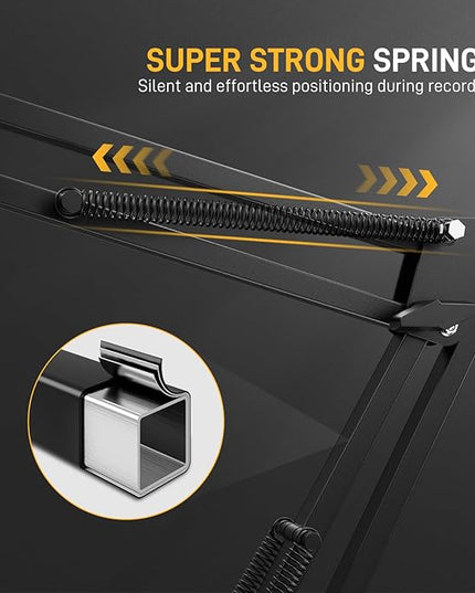 MAONO Boom Arm Microphone Stand: Adjustable Metal Suspension Mic Boom Arm for Podcast Gaming Streaming Recording,with Desk Clamp and 3/8" to 5/8" Screw Adapter-Max Load 1KG BA20 Black