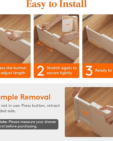 Lifewit 6 Pack Drawer Dividers Plastic 6" High, 13.5-22" Adjustable Drawer Organizers for Clothes, Expandable Dresser Separators in Bedroom/Bathroom/Kitchen/Office Organization and Storage, PLS6