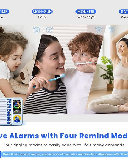 Mooking 5-in-1 Visual Timer, ADHD Tool for Kids|Adults, Visual Schedule for Kids with Autism, 12/24 Task Timer & Chore Chart Board, ADHD Tools with Daily Checklist for Home, School, Classroom - Blue