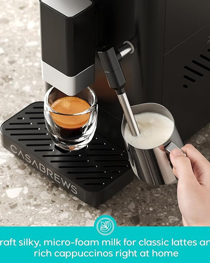 CASABREWS ACAFE Automatic Espresso Machine, 20bar Coffee Maker with Grinder and Milk Frother, Cappuccino Machines for Home or Office, All-in-One Grind and Brew Coffee Maker, Customizable Coffee Volume
